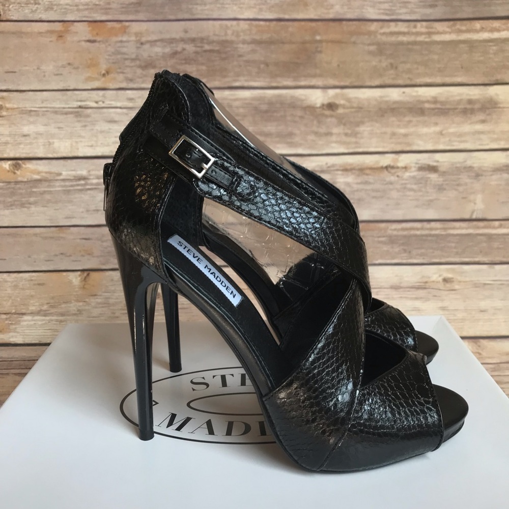 Steve Madden Faux Leather Snake Stiletto Sandals